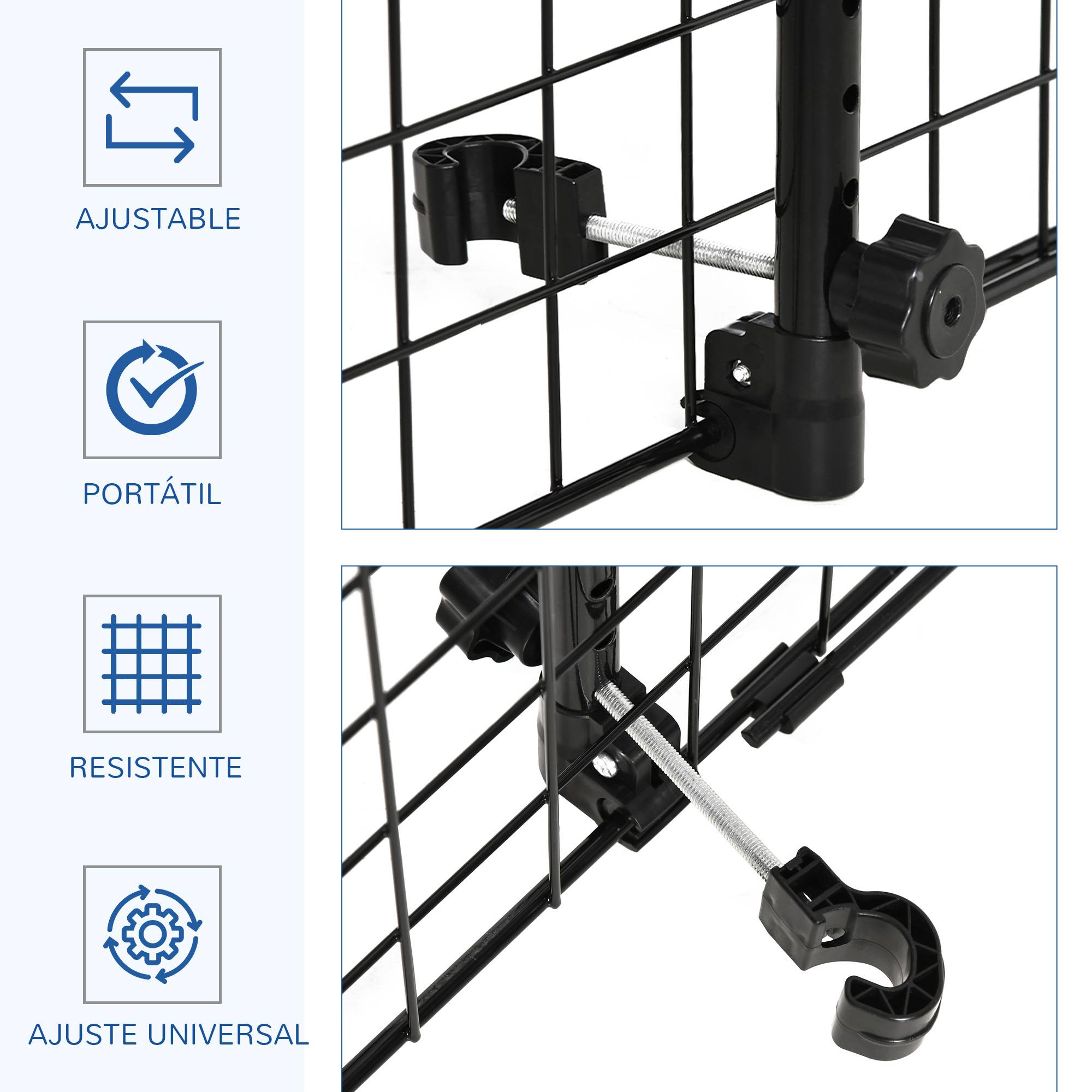 Barrière universelle chien voiture, barrière métal extensible sièges arrière/coffre, 91-152x30cm, noire - Image 6