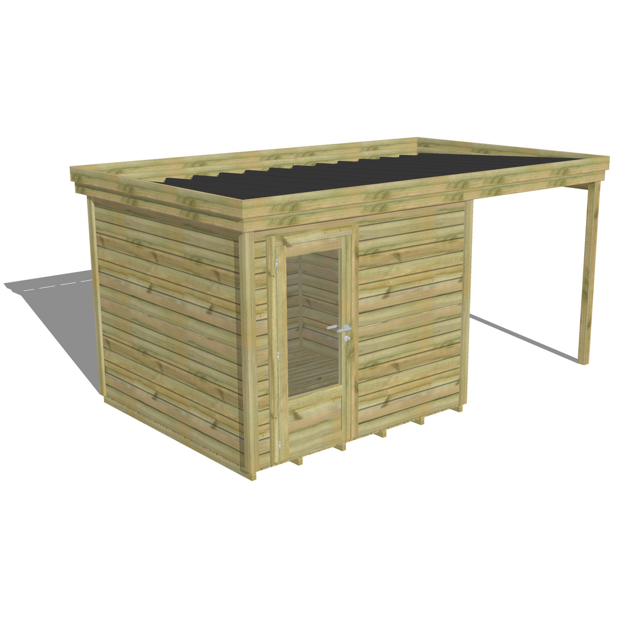 Abri Français - ABRI DE JARDIN bois autoclave 27mm - 4,64x2,64m / 12m2 - Bac acier - Plancher bois - Image 1