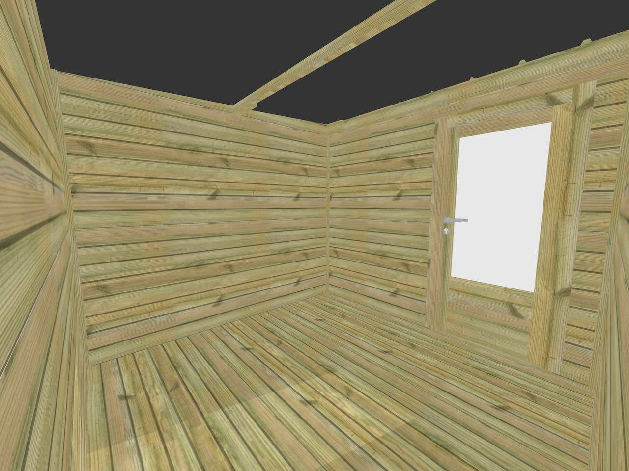 Abri Français - ABRI DE JARDIN bois autoclave 27mm - 4,64x2,64m / 12m2 - Bac acier - Plancher bois - Image 5