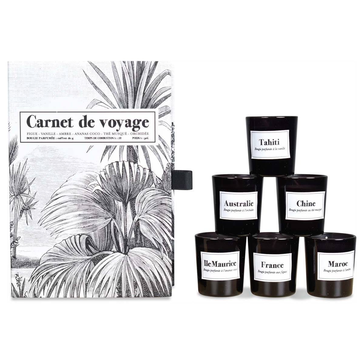 Opjet - Coffret 6 bougies parfumées Carnet de voyage mini