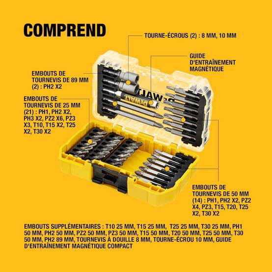 Petit coffret ToughCase de 40 pièces avec embouts - DEWALT - DT70702-QZ - Image 2