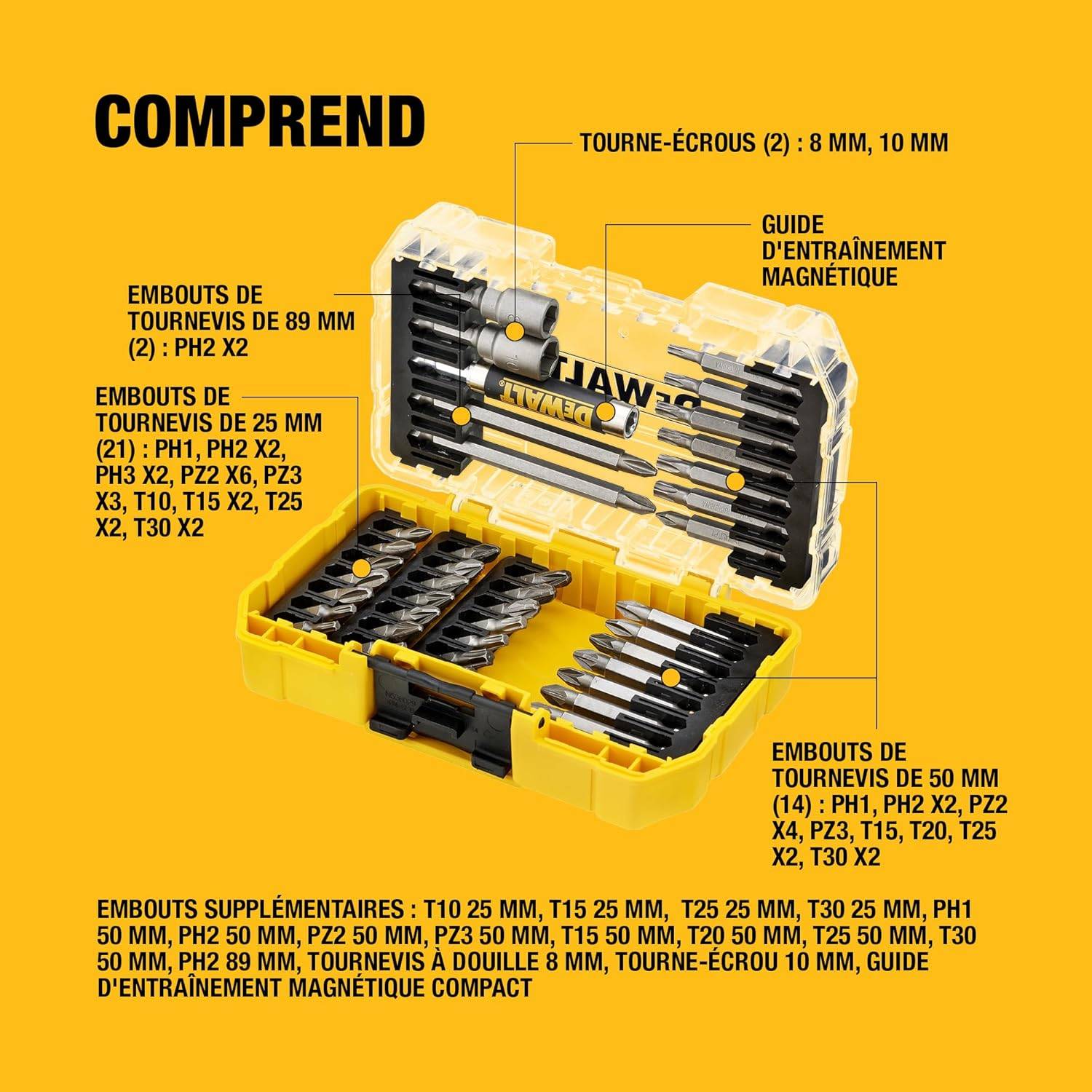 Petit coffret ToughCase de 40 pièces avec embouts - DEWALT - DT70702-QZ - Image 2