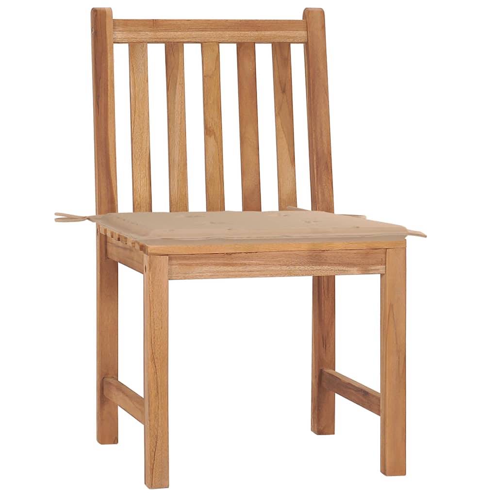 Chaise bois bois de teck dur finement poncé beige  50 x 53 x 90 cm  - Prolenta premium p3163.6 - Image 1