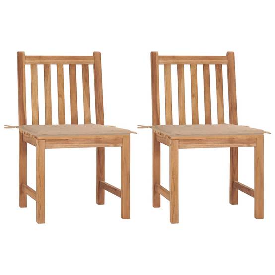 Chaise bois bois de teck dur finement poncé beige 50 x 53 x 90 cm - Prolenta premium p3163.6 - Image 2