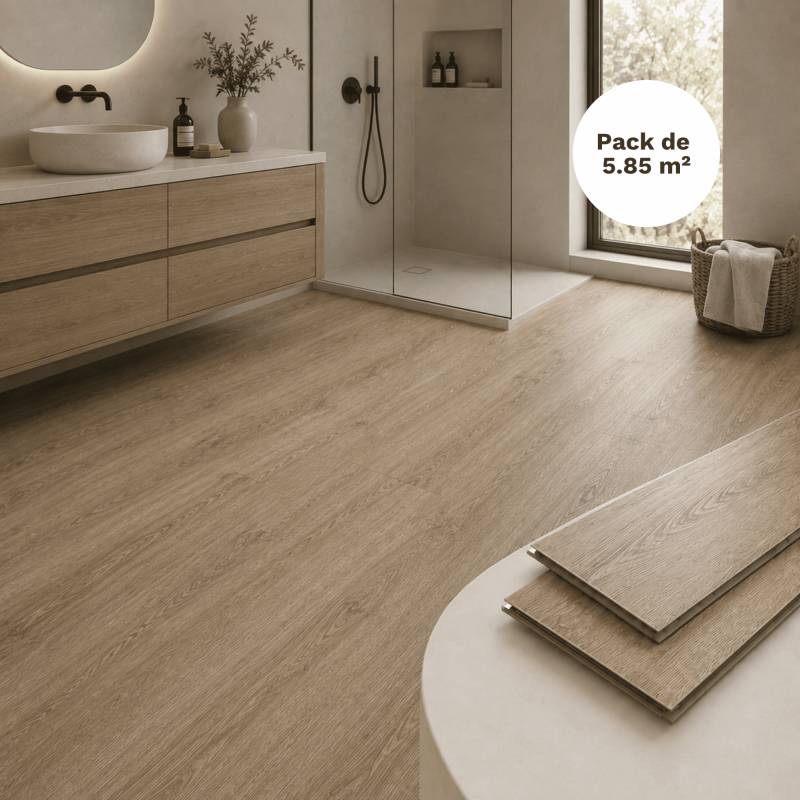 Sol vinyle SPC clipsable 5,85 m² cèdre patiné - Sous couche intégrée, usure 0,5 mm - Coloris - Cèdre patiné - Image 1