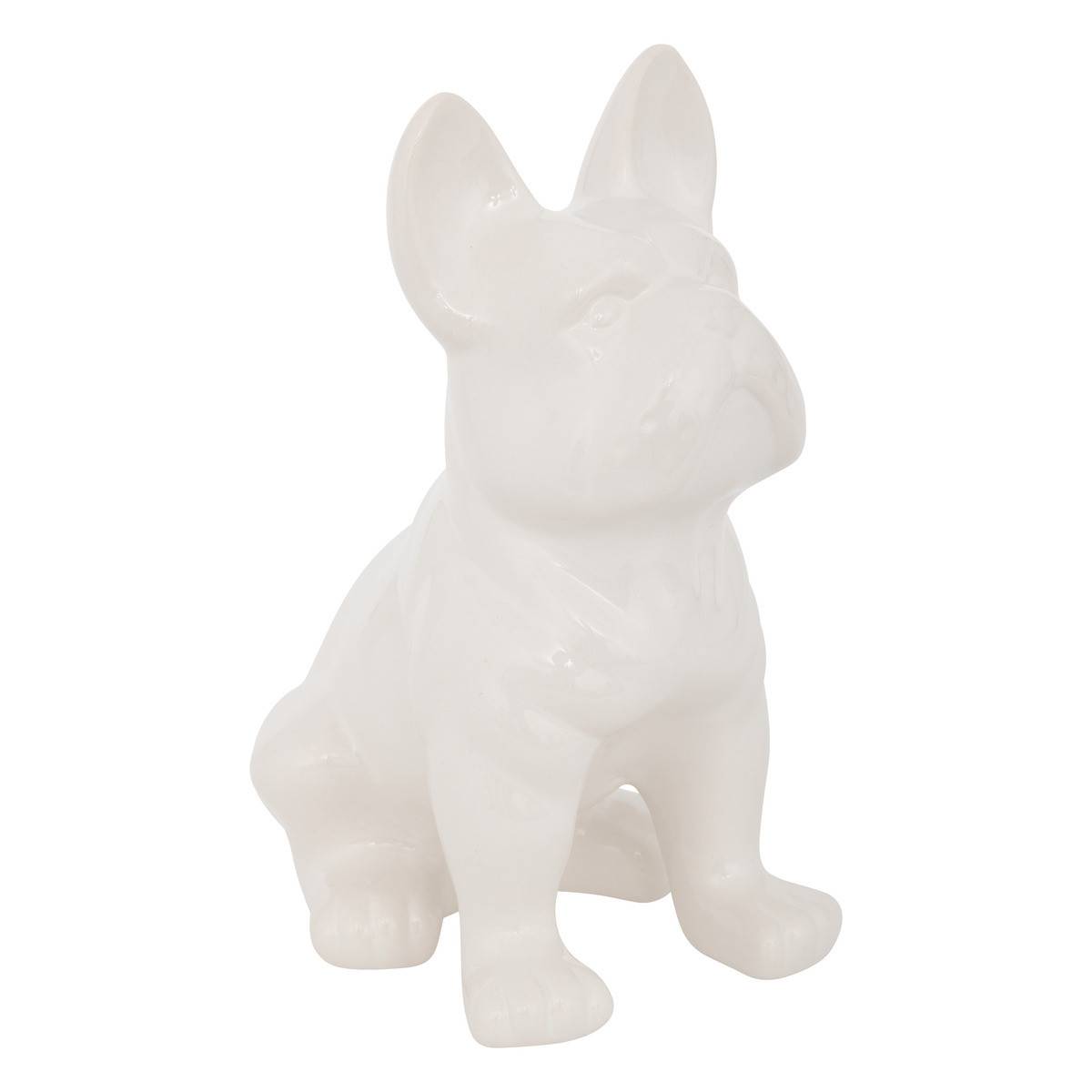 Objet décoratif Bulldog Blanc en céramique H 22 cm - Image 1