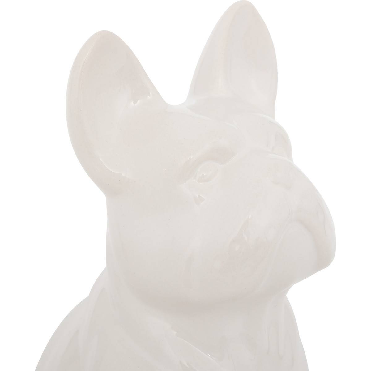 Objet décoratif Bulldog Blanc en céramique H 22 cm - Image 2