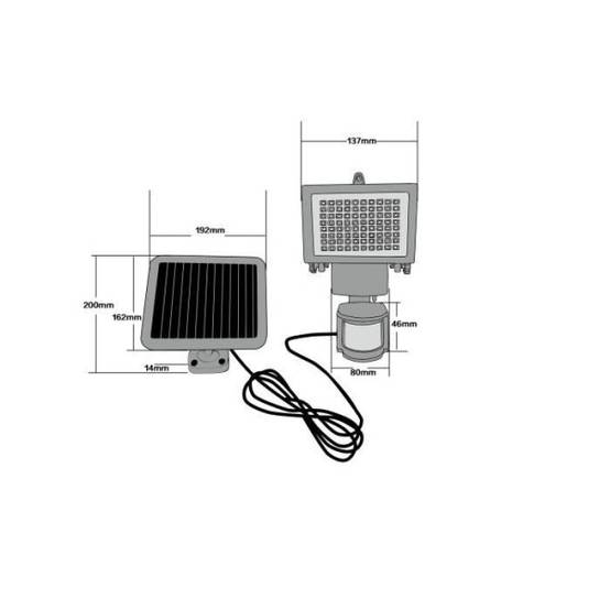 GALIX Spot solaire tres éclairant avec détecteur de présence - 80 LED - Noir - Image 3