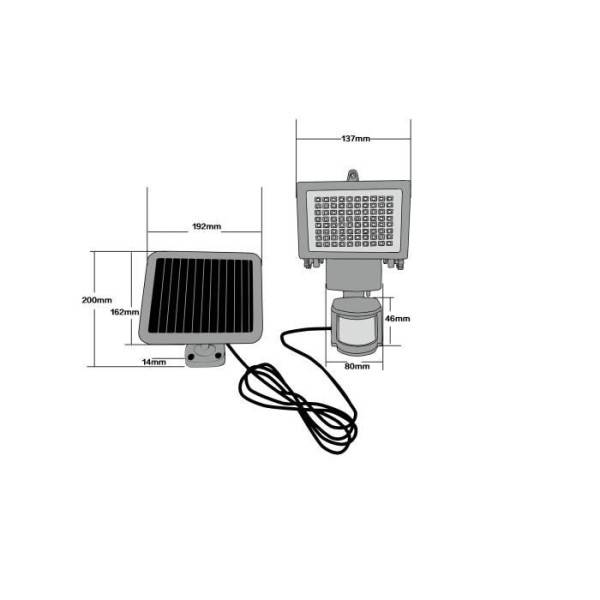 GALIX Spot solaire tres éclairant avec détecteur de présence - 80 LED - Noir - Image 3