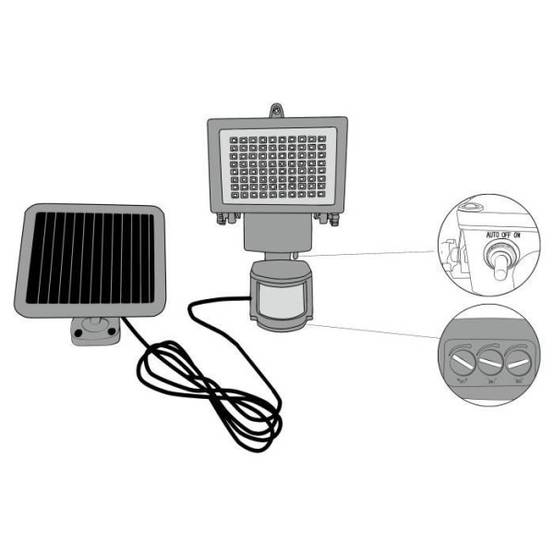 GALIX Spot solaire tres éclairant avec détecteur de présence - 80 LED - Noir - Image 2