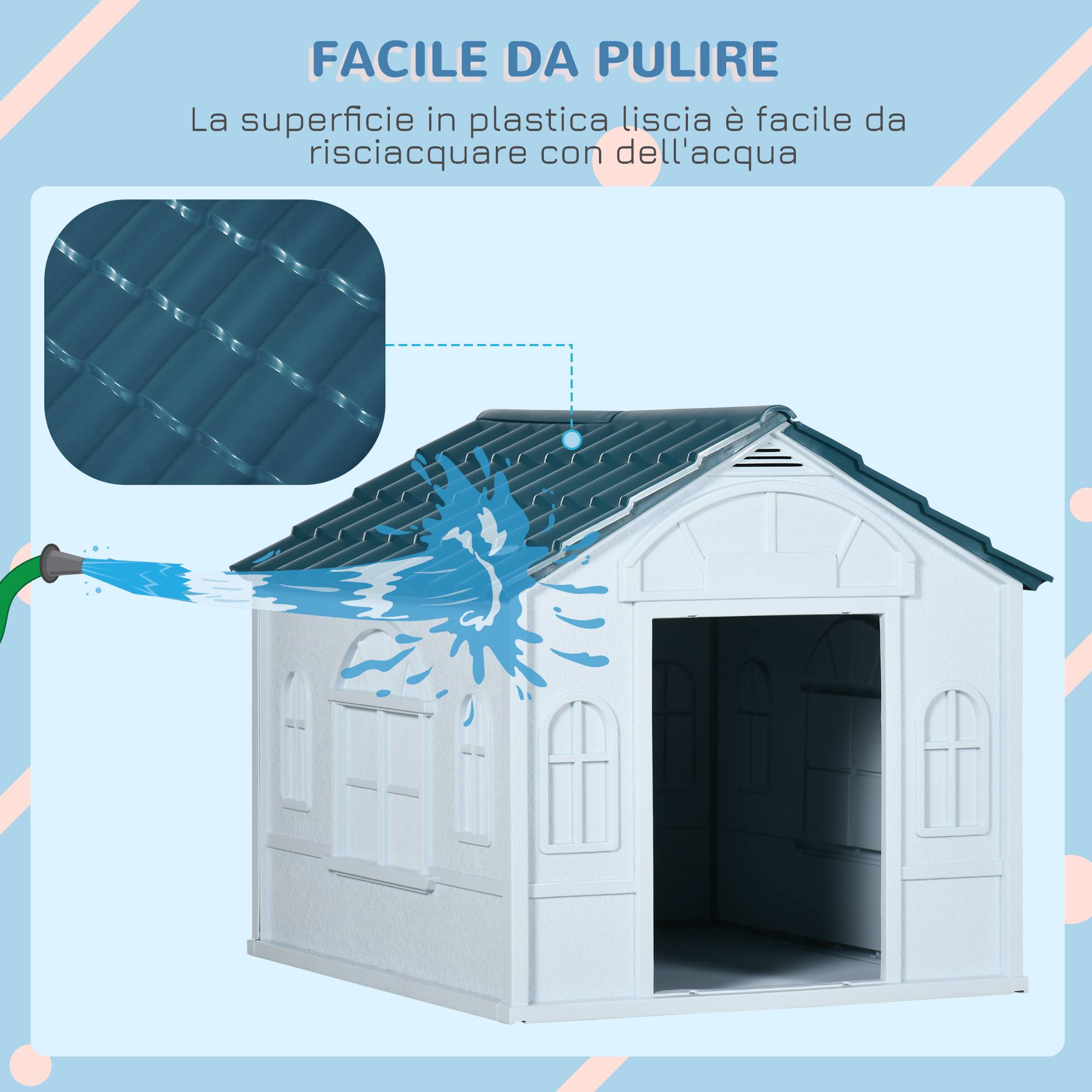 Niche PP étanche pour chien petit/moyen max 20kg, 65x75.7x63 cm, bleu - Image 7
