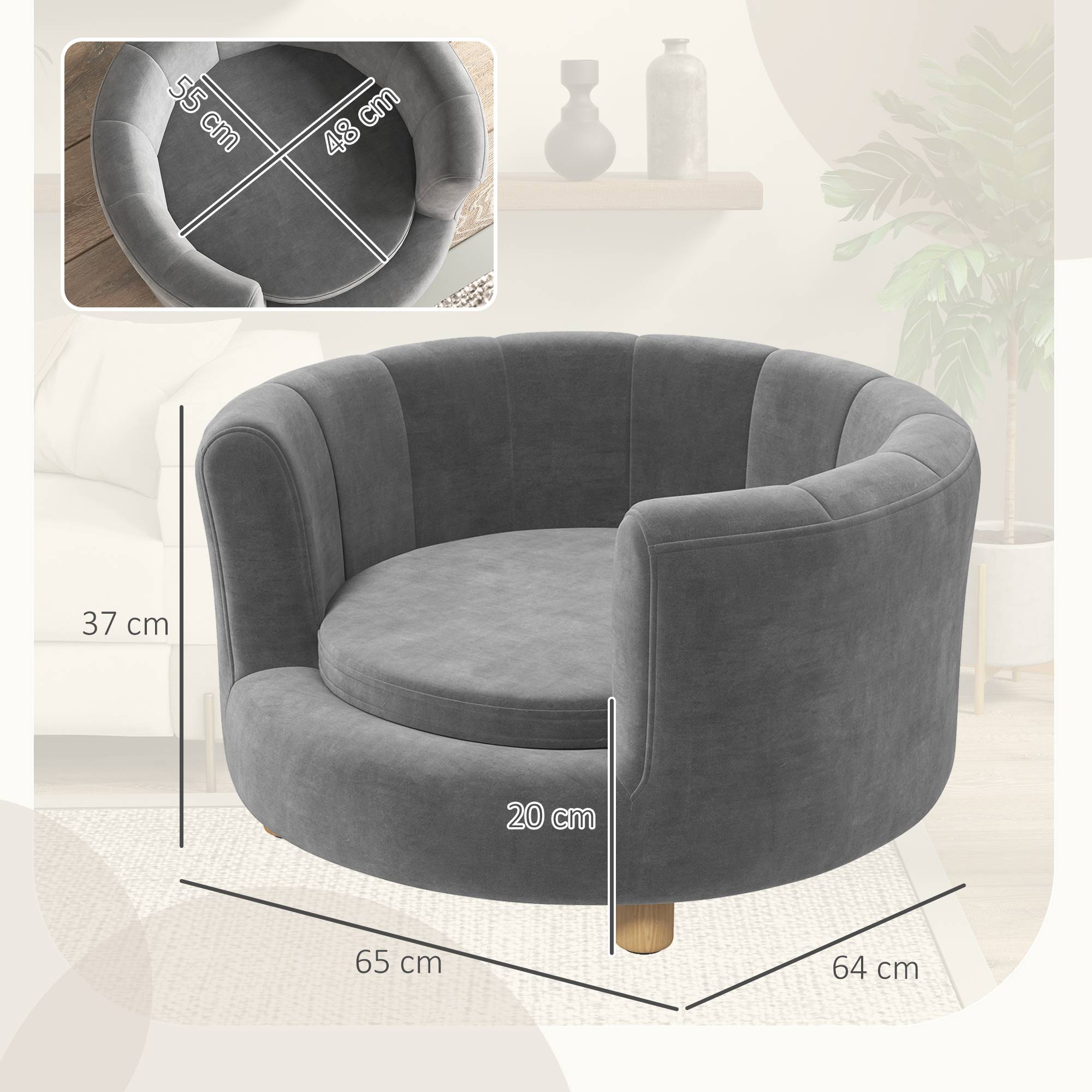 PANGIVO - Canapé pour chien 65 x 64 x 37 cm bois - PANGIVO - Image 3