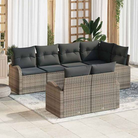 ComfortXL - Salon de Jardin d'Angle 7 Places Polyrotin Modulable avec Pieds Réglables pour Terrasse Gris – ComfortXL Outdoor Living - Image 1