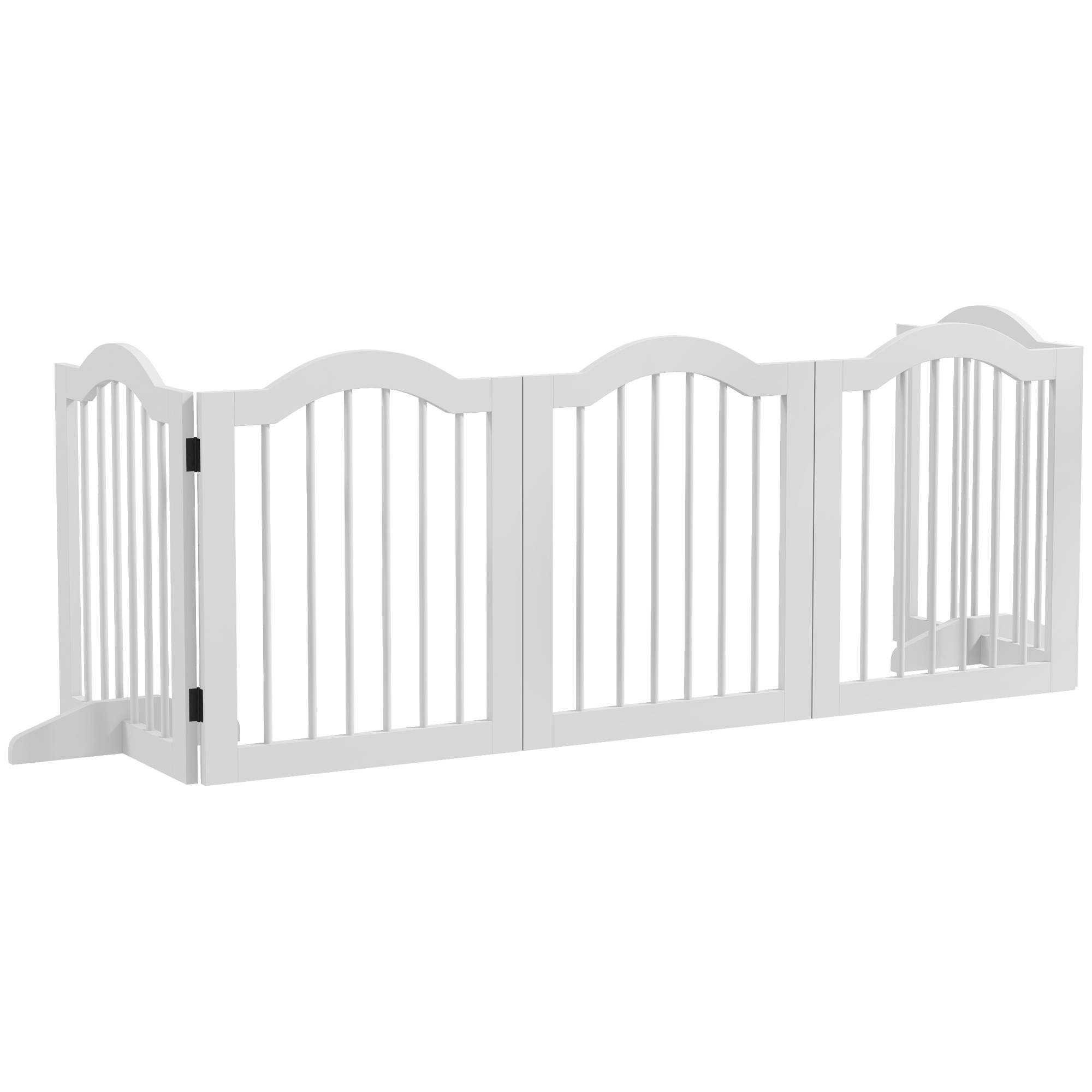 Sans Marque - Barrière pour chien, 5 panneaux pliants flexibles, bois massif/MDF, 261,5x29,5x61 cm, blanc - Image 2