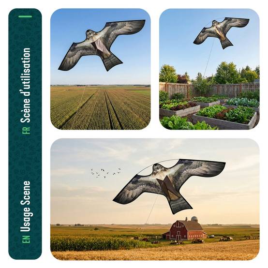 Cerf volant anti oiseaux effaroucheur sans mat Faucon modele E - Image 6