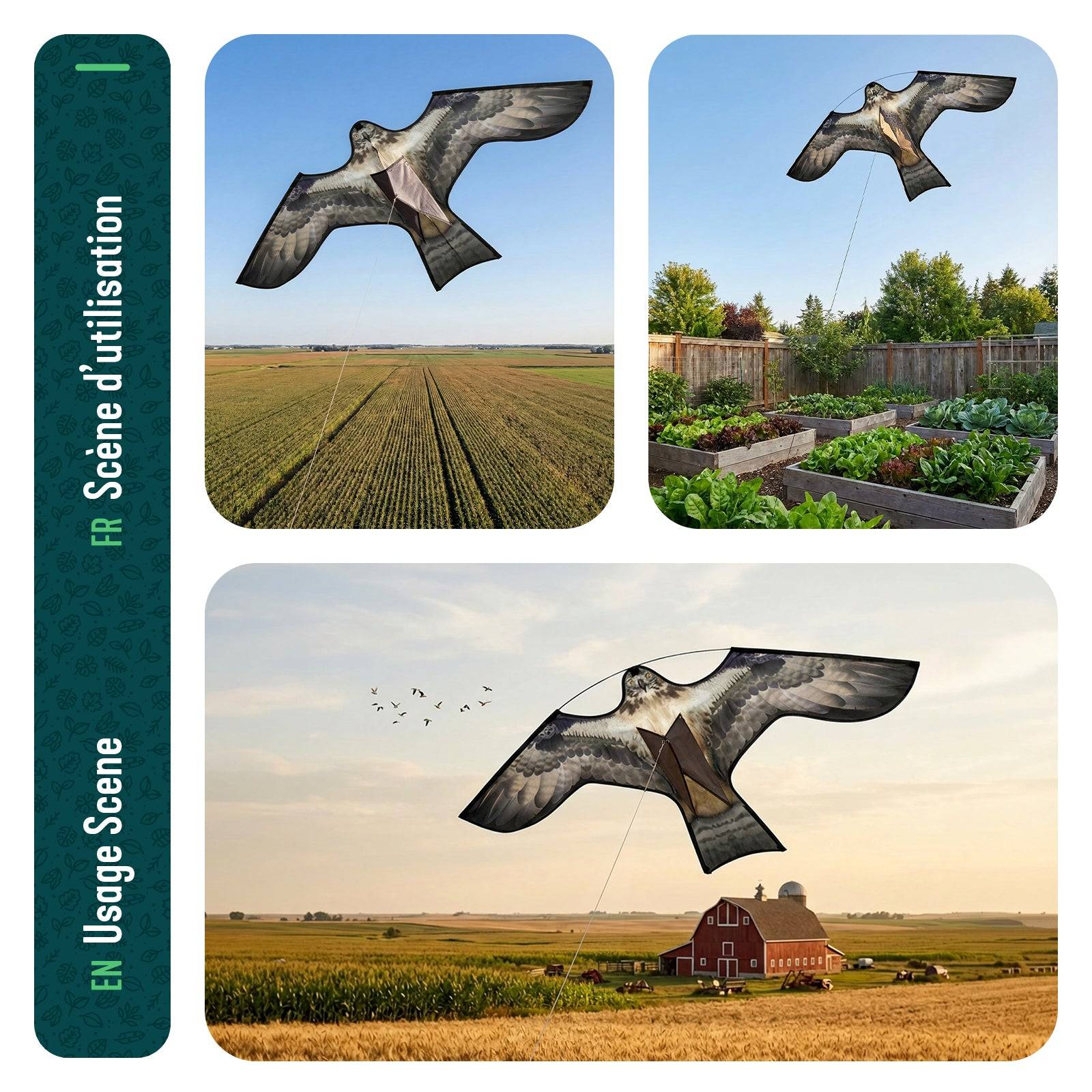 Cerf volant anti oiseaux effaroucheur sans mat Faucon modele E - Image 6