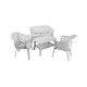 Dmora - Salon d'extérieur Brescia, Composition de jardin avec 2 fauteuils, 1 banc et 1 table basse, Salon intérieur et extérieur, Blanc - Dmora - Image 4