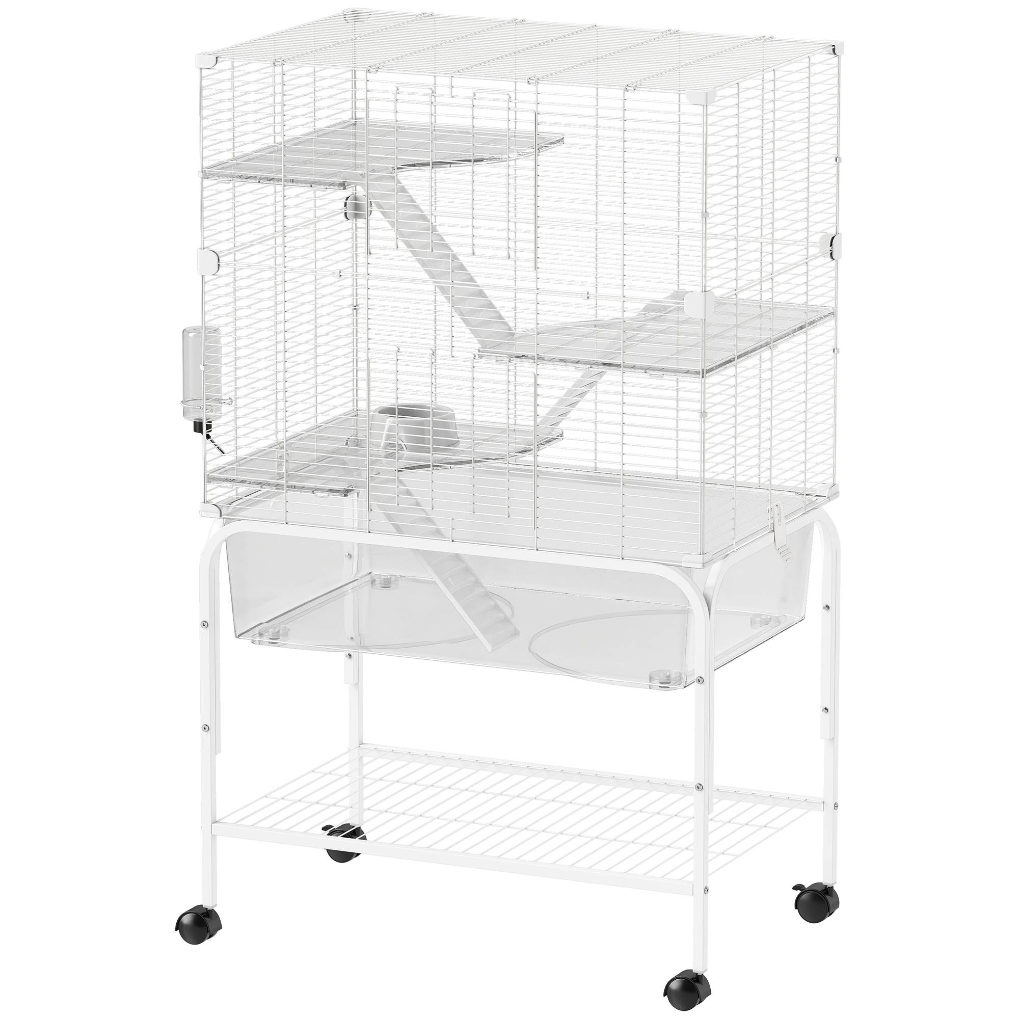 Cage rongeurs Acier PET Furets chinchillas Multiniveau base profonde 73x47x123cm Blanc - ComfortXL Outdoor Living - Image 2