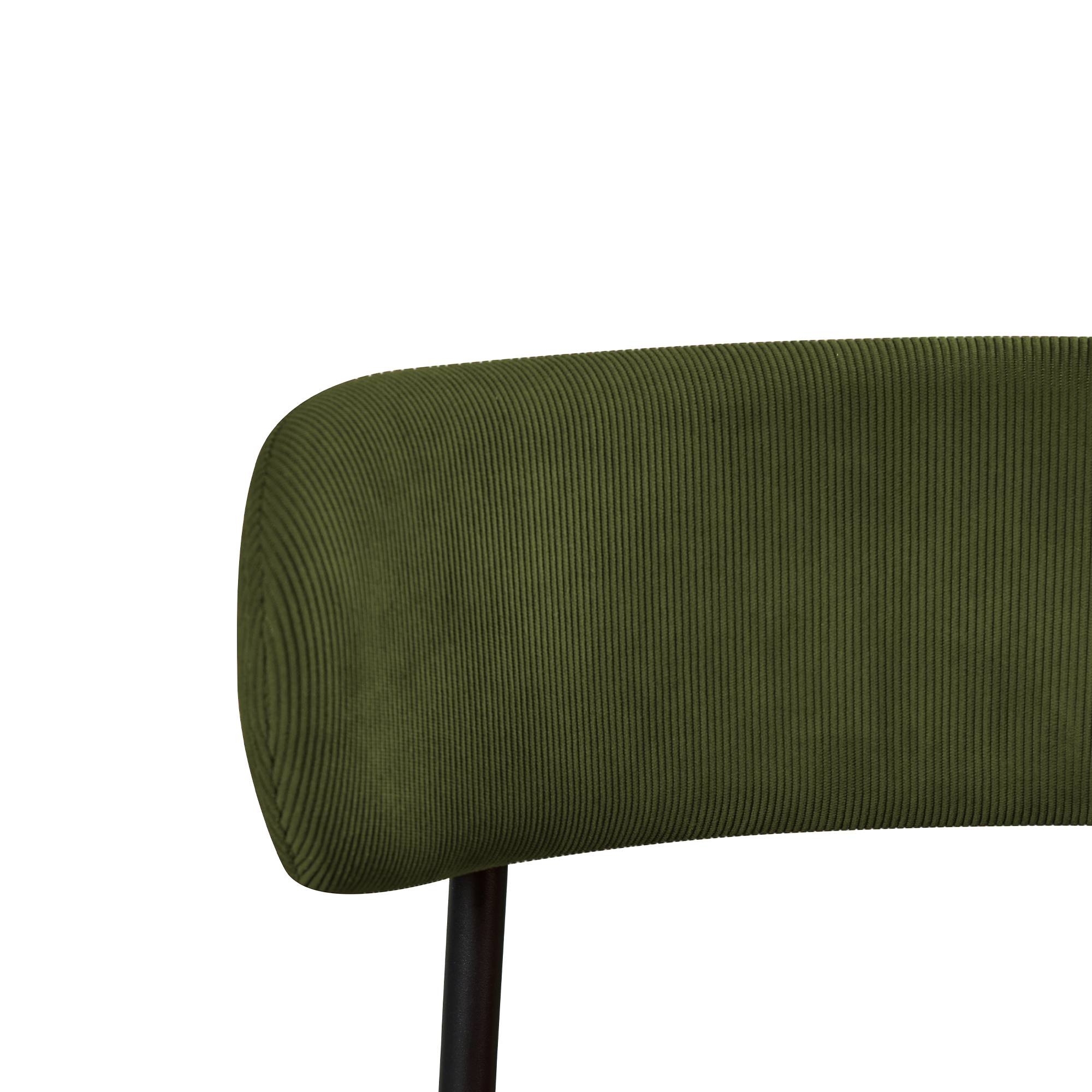 Sicaan Lot de 8 chaises rembourrées velours côtelé kaki et pieds métal noir IRIS - Image 8