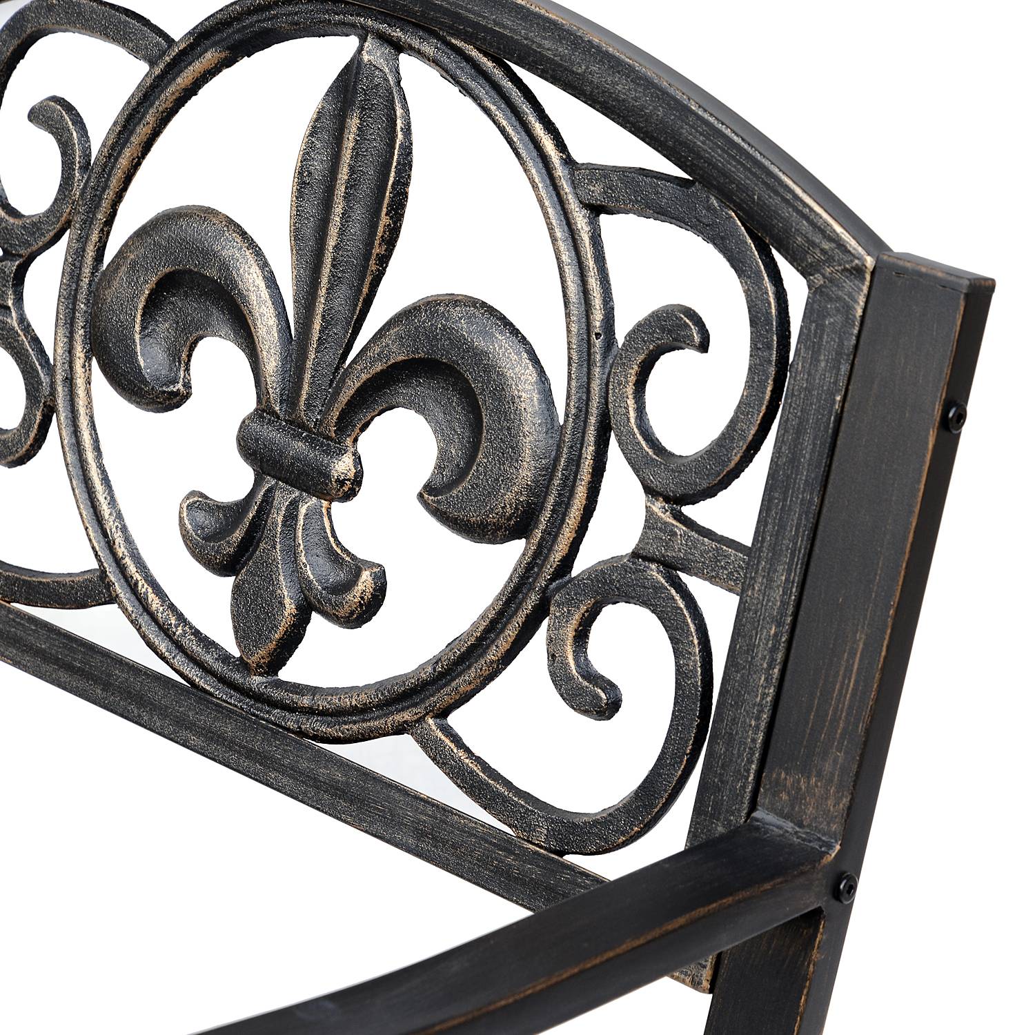 Fauteuil à bascule de jardin style antique en métal Bronze, 60 x 73 x 85 cm, fauteuil de détente extérieur élégant - Image 7