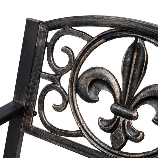 Fauteuil à bascule de jardin style antique en métal Bronze, 60 x 73 x 85 cm, fauteuil de détente extérieur élégant - Image 8