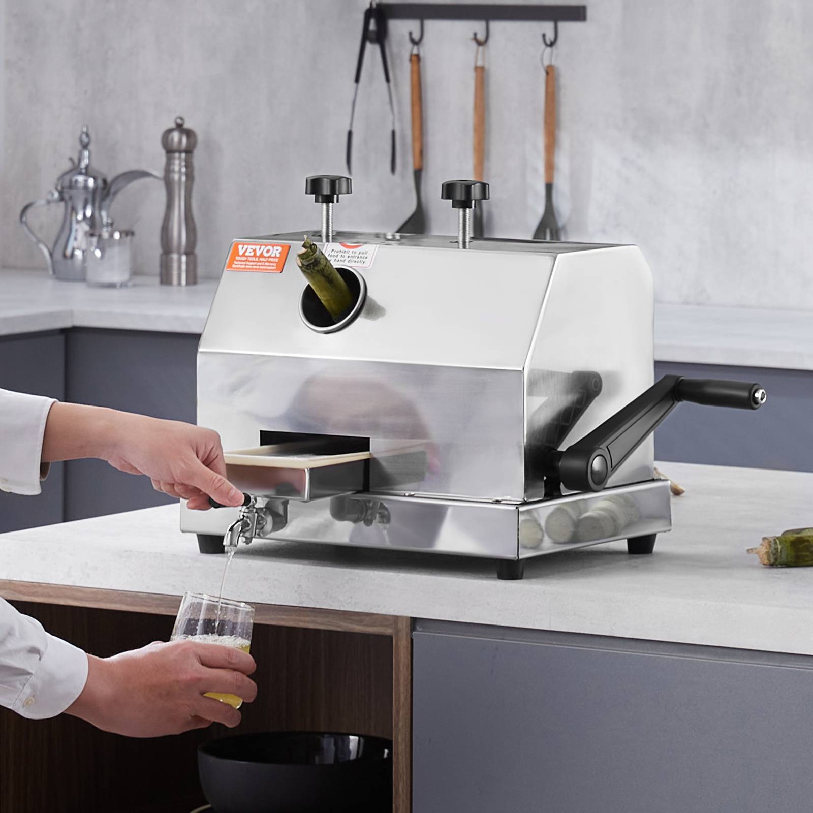 VEVOR Presse canne sucre manuelle, 50 kg/h, 3 rouleaux inox. Pour restaurant, bar. - Image 8