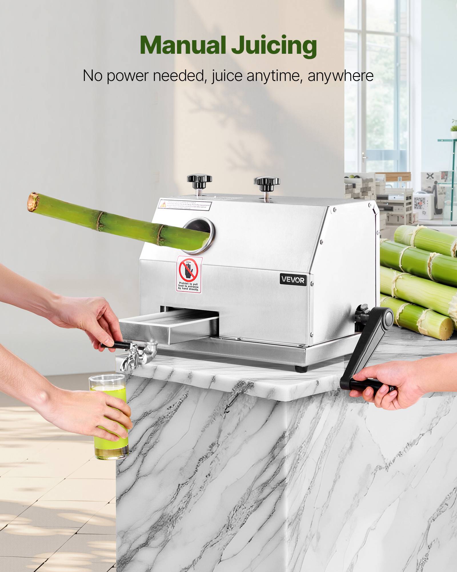 VEVOR Presse canne sucre manuelle, 50 kg/h, 3 rouleaux inox. Pour restaurant, bar. - Image 6