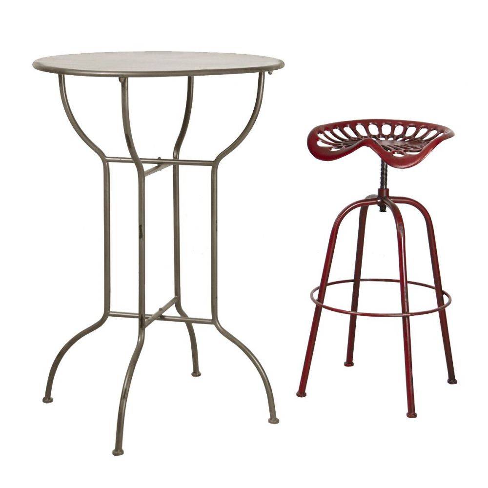 Aubry Gaspard - Table haute mange-debout en métal laqué Gris antique - Image 2