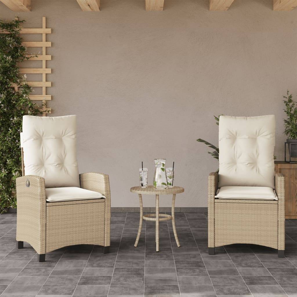 ComfortXL - Fauteuils de Jardin Relax Résine Tressée Dossier Inclinable pour Balcon Lot de 2 Beige – ComfortXL Outdoor Living