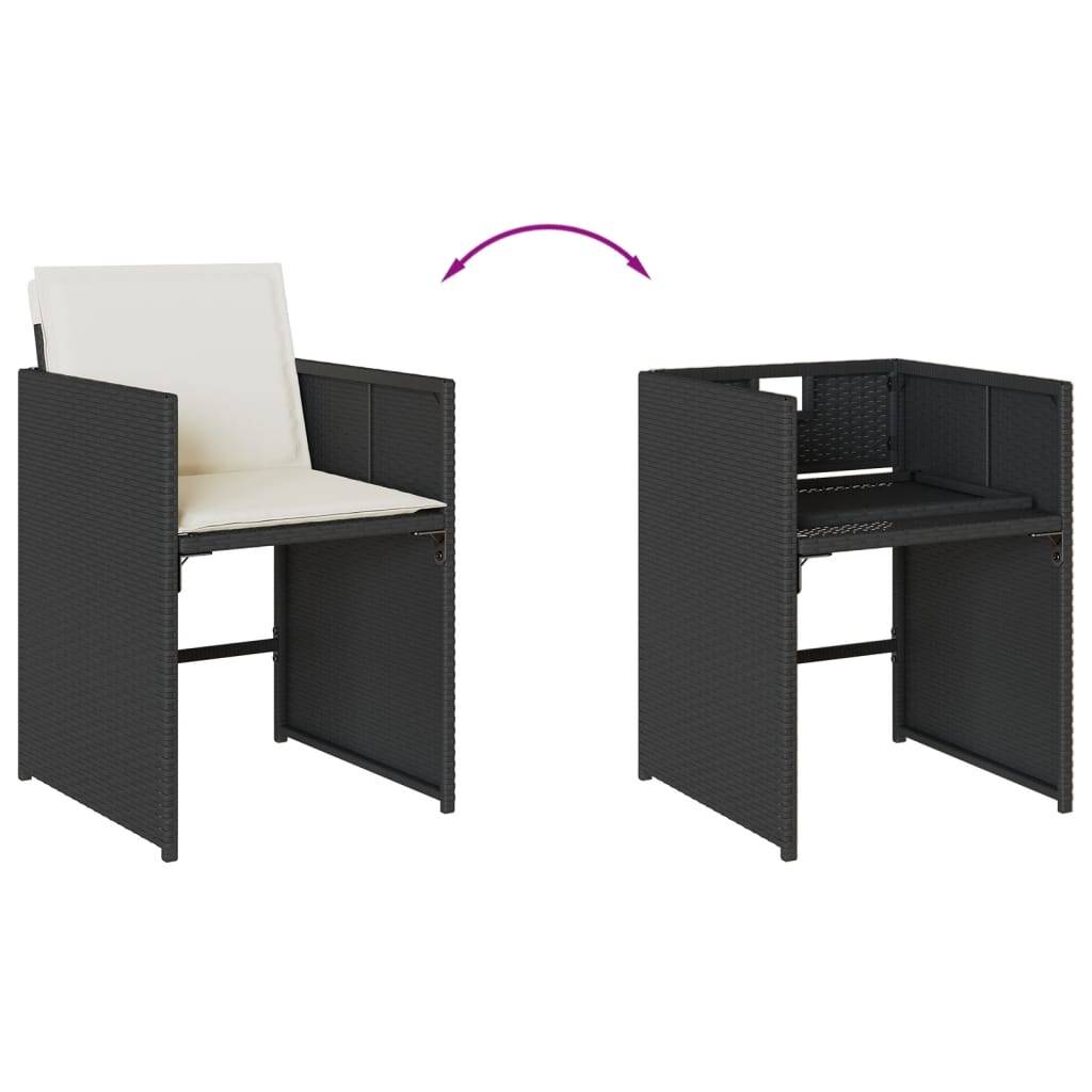 ComfortXL - Table et chaises de jardin 10 personnes résine tressée chaises pliables Noir – ComfortXL Outdoor Living - Image 5