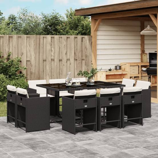 ComfortXL - Table et chaises de jardin 10 personnes résine tressée chaises pliables Noir – ComfortXL Outdoor Living - Image 1