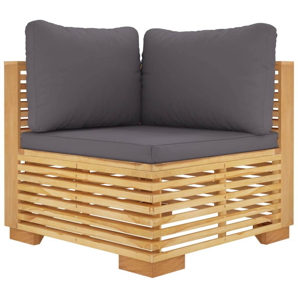 Helloshop26 - Salon de jardin meuble d'extérieur ensemble de mobilier 9 pièces avec coussins bois de teck solide - Image 4