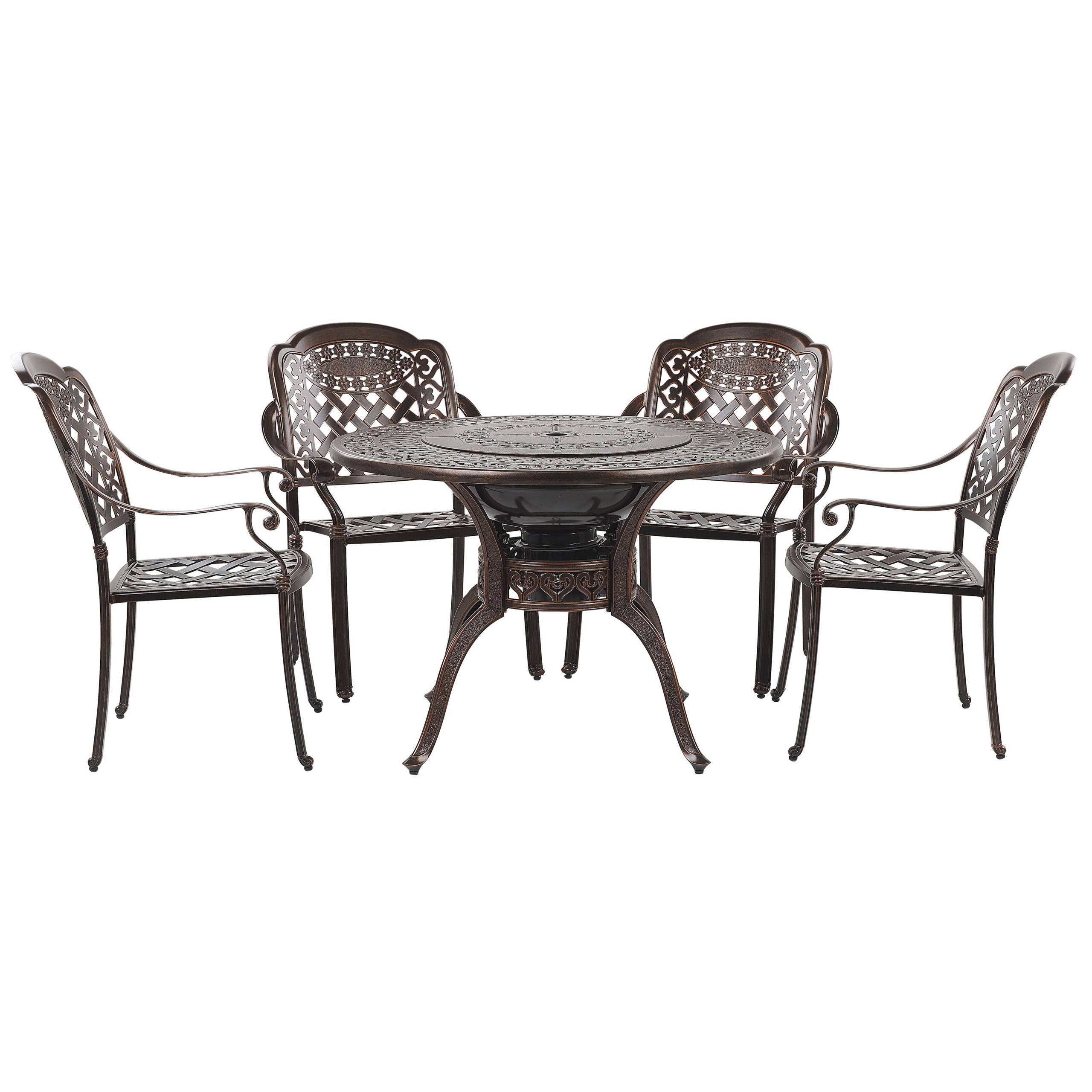Beliani - Ensemble de Repas de Jardin Table avec Barséro Grill et 4 Chaises Assorties en Aluminium Marron Cuivré Vieilli pour Extérieurs Vintage Beliani - Image 4