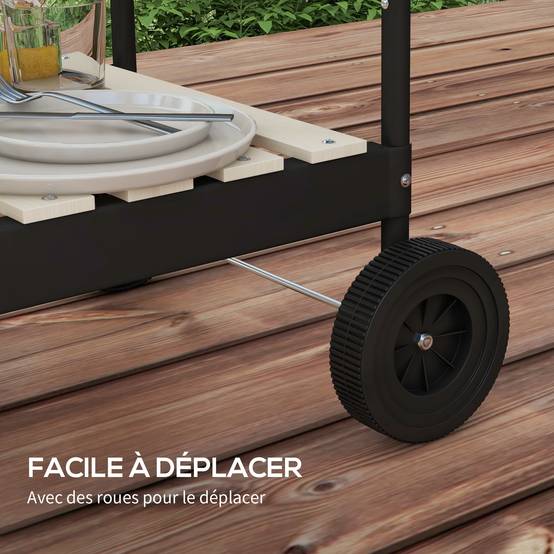 Barbecue à charbon chariot métal jardin cuisson réglable 3 étagères rouge 103 cm - ComfortXL Outdoor Living - Image 10