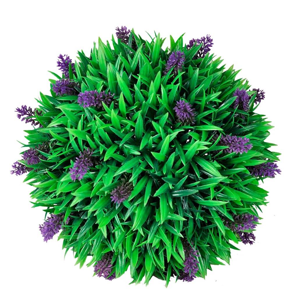 Lot de 2 boules de buis artificiel polyéthylène vert et violet 30 x 30 x 30 cm - PANGIVO - Image 2