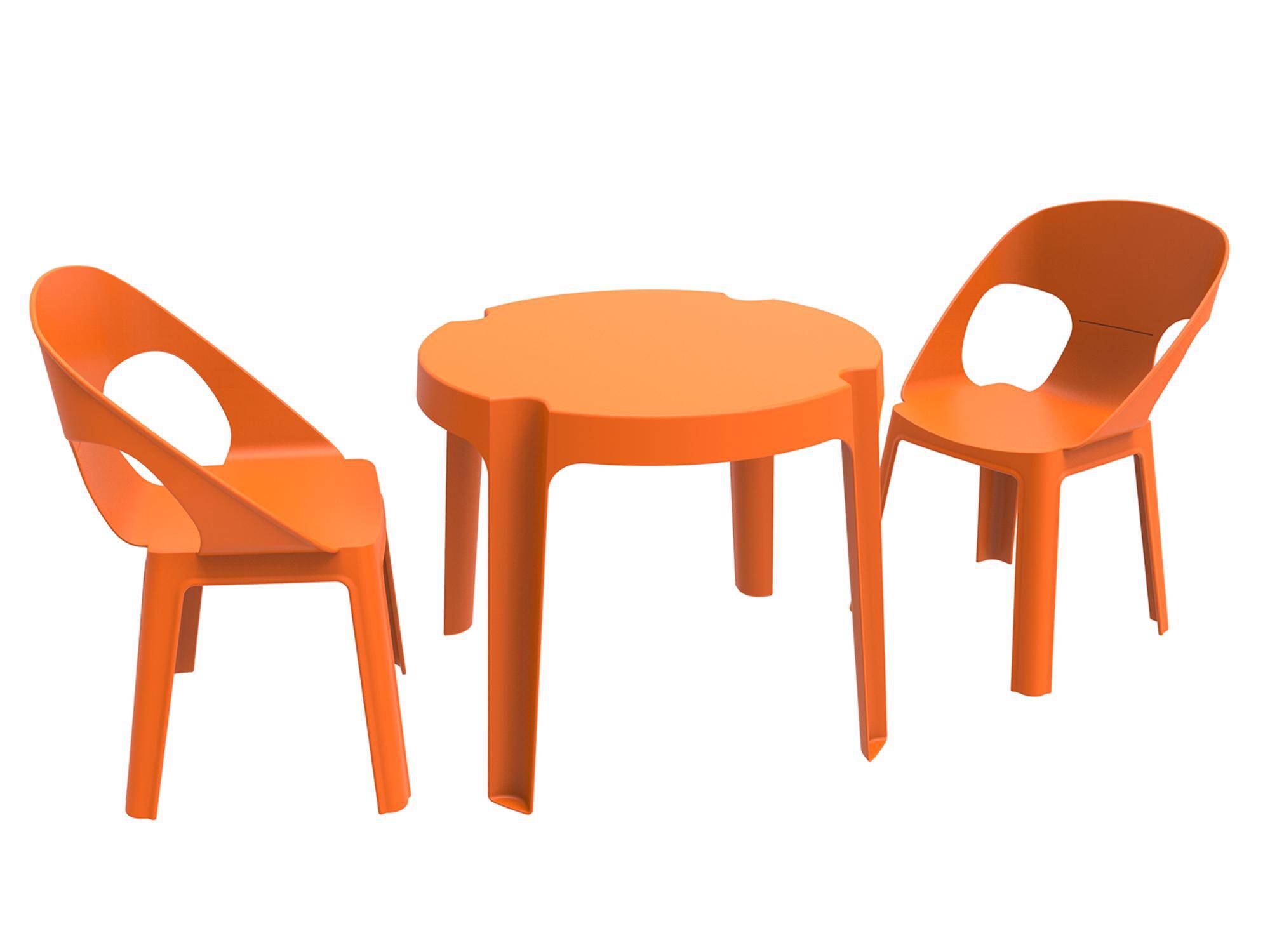 Set 2+1 chaises-table pour enfants intérieur, extérieur orange RITA garbar - Image 1