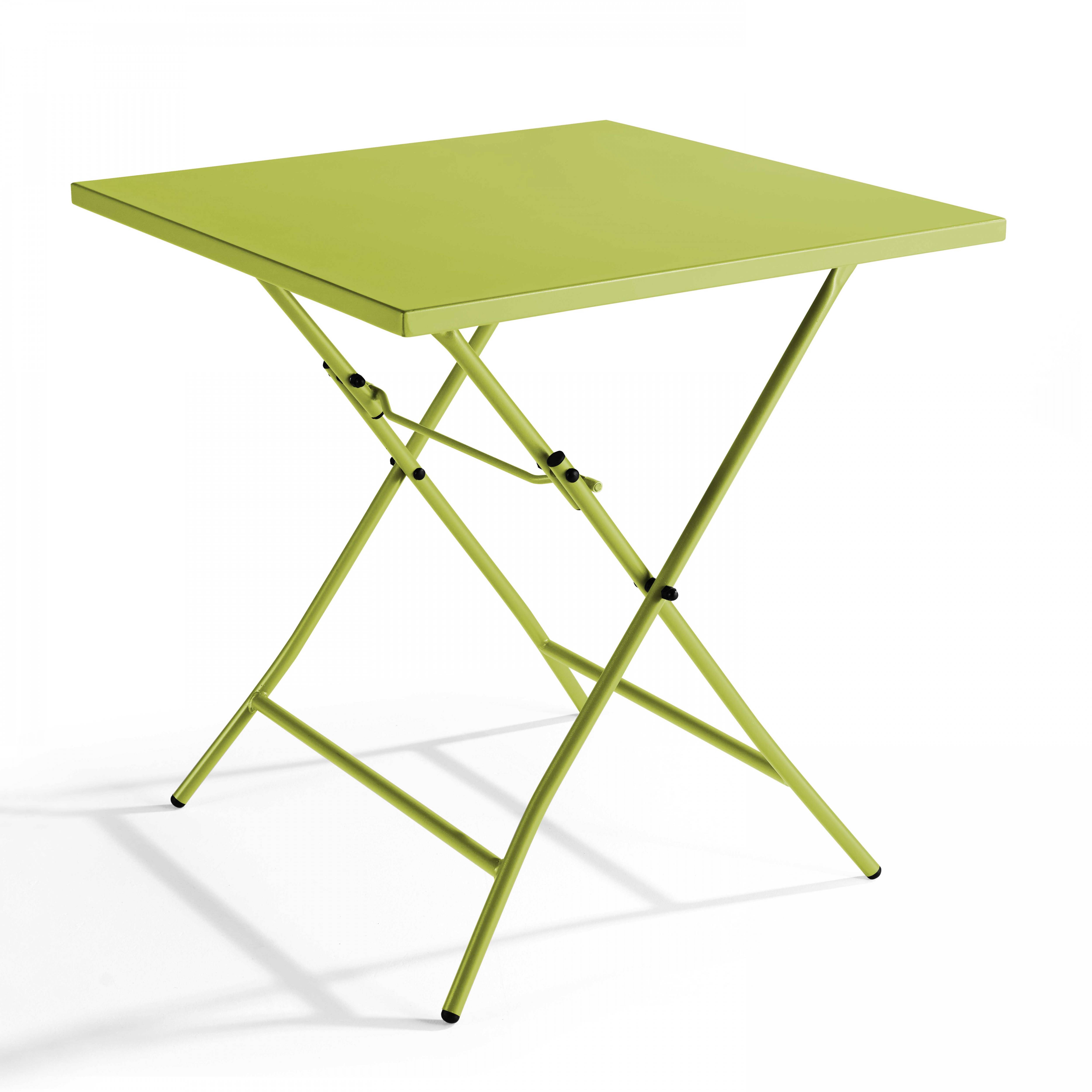 Oviala - Table de jardin pliante carrée en acier 70 cm 4 places vert Palavas - Oviala - Image 1