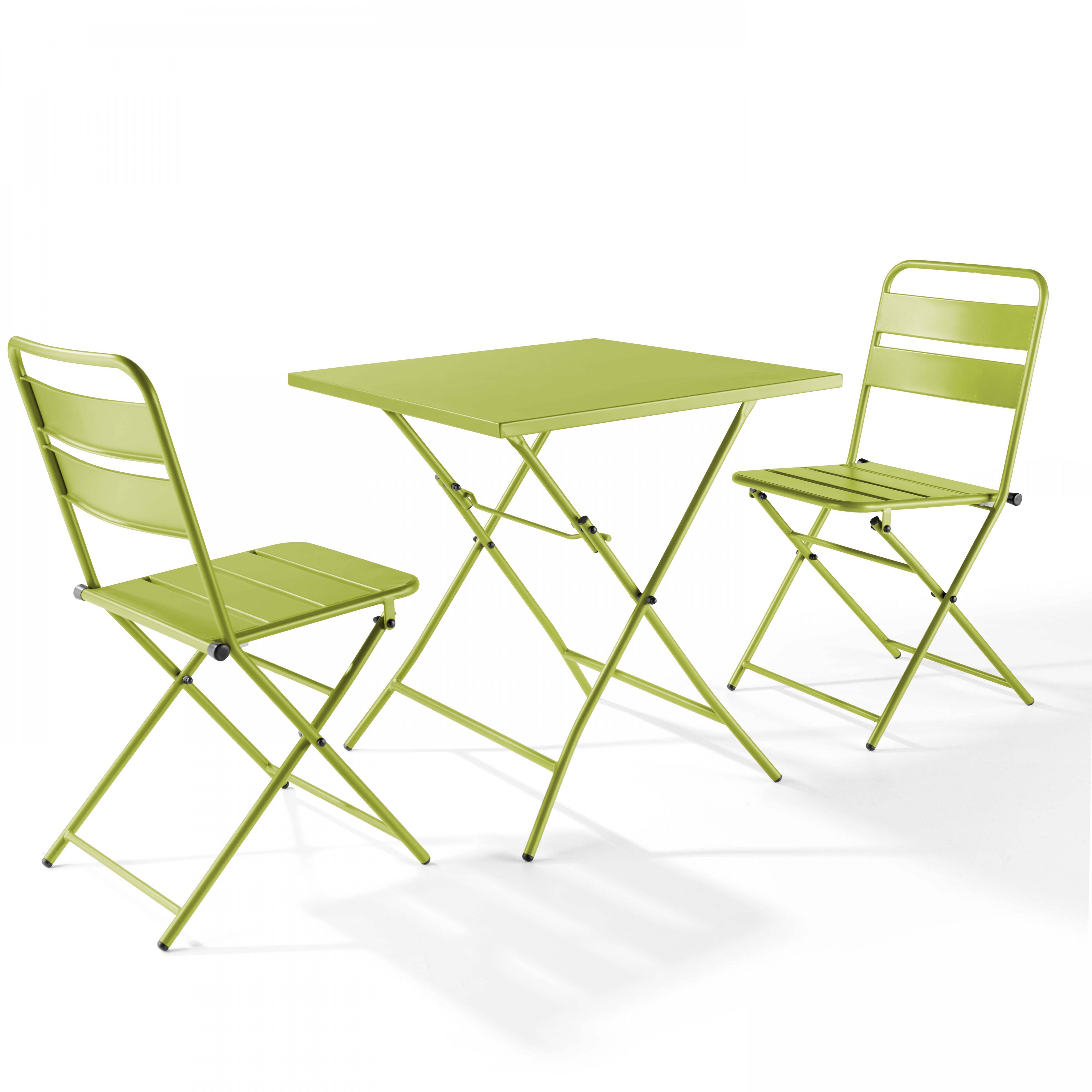Oviala - Table de jardin pliante carrée en acier 70 cm 4 places vert Palavas - Oviala - Image 4