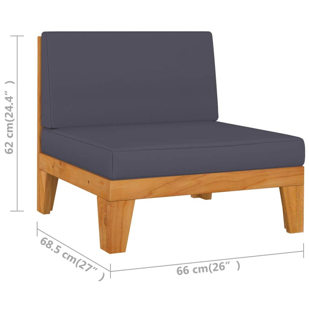Helloshop26 - Salon de jardin meuble d'extérieur ensemble de mobilier 8 pièces avec coussins bois d'acacia solide - Image 8
