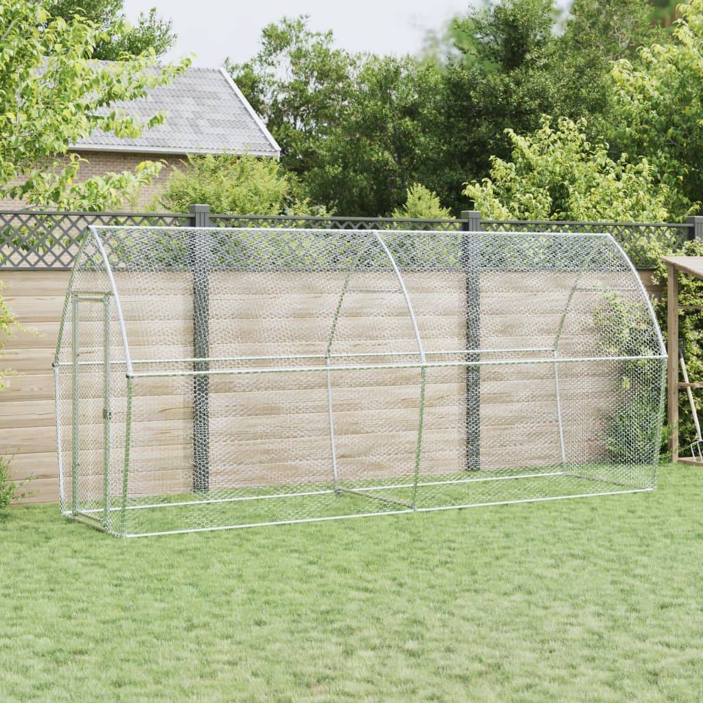 Maison Chic - Cage pour poules - Cage extérieur/intérieur argenté 400x105x182 cm acier galvanisé - Image 2