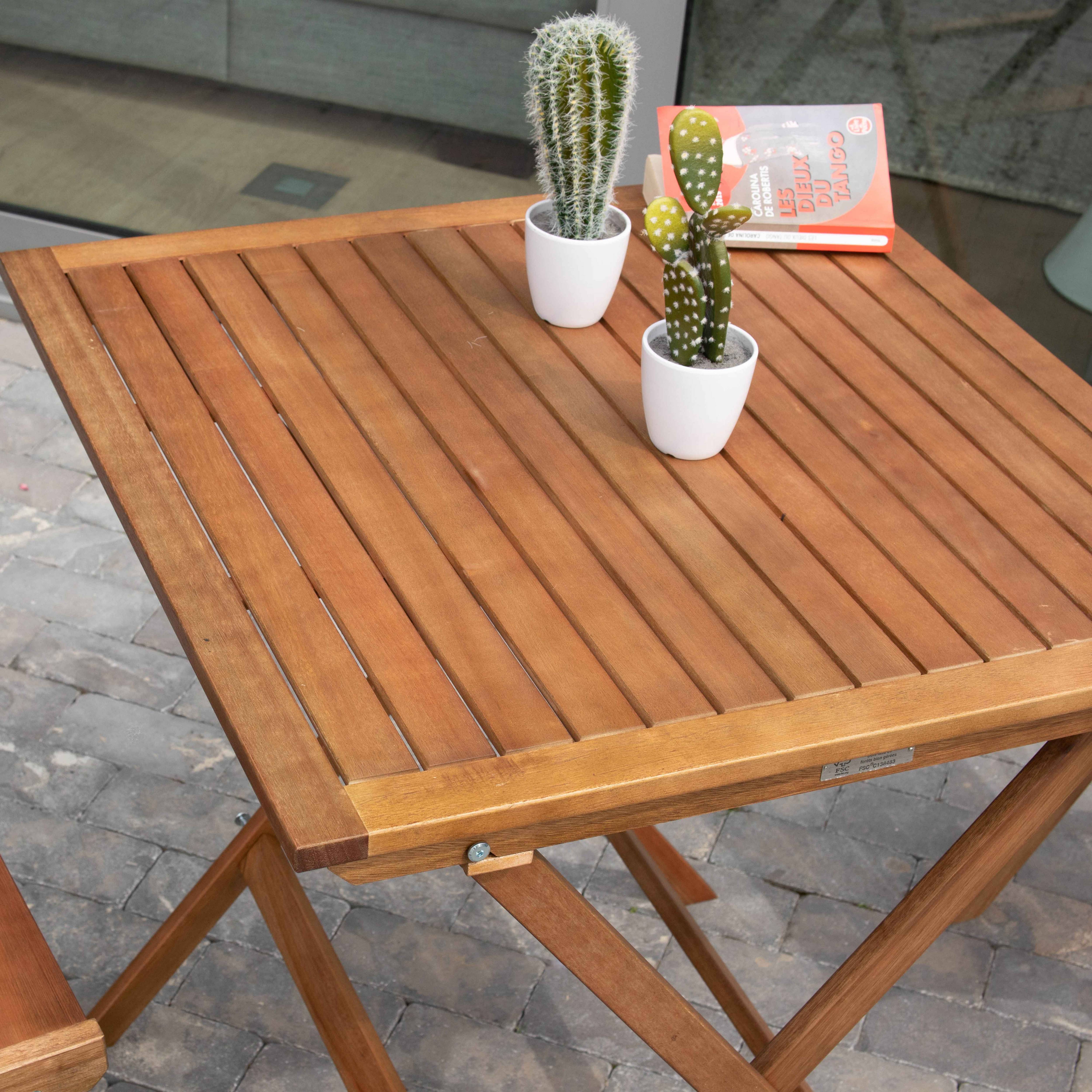 Oviala - Table bistrot pliante carrée en bois d'eucalyptus Sete - Oviala - Image 4