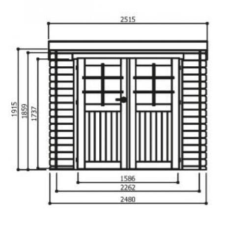Abri de jardin HOF en bois 5,12m², Plancher Oui, Abri bûches Oui, Armoire adossée 2 portes - Image 2