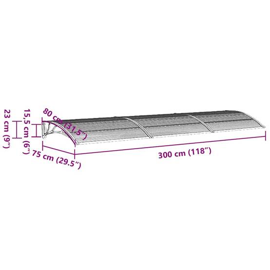 Grande Marquise de Porte 3m Polycarbonate Fumé Protection Solaire et Pluie Noir 300x75 cm – ComfortXL Outdoor Living - Image 7