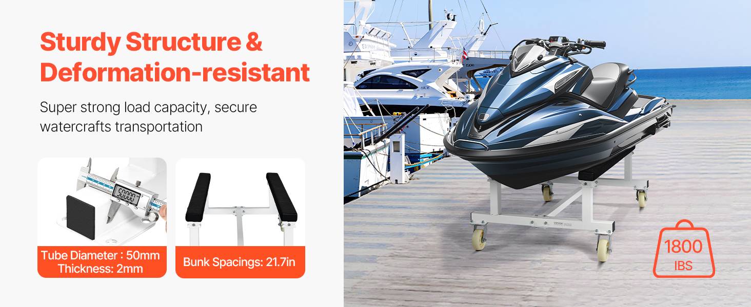 VEVOR Chariot de rangement pour support de jet ski remorque 816 kg 4 roulettes - Image 9