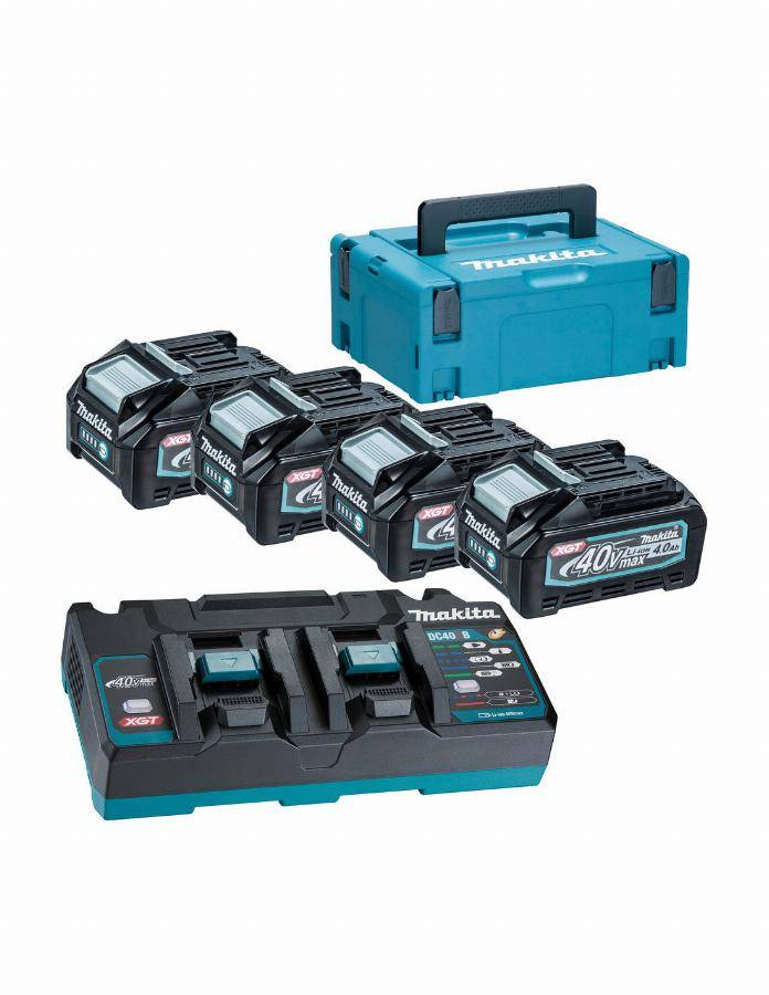 Makita - Makita 40V Li-ion MAX Set de 4 batteries 4.0Ah - Chargeur - Mbox - 191U28-6 - Image 1