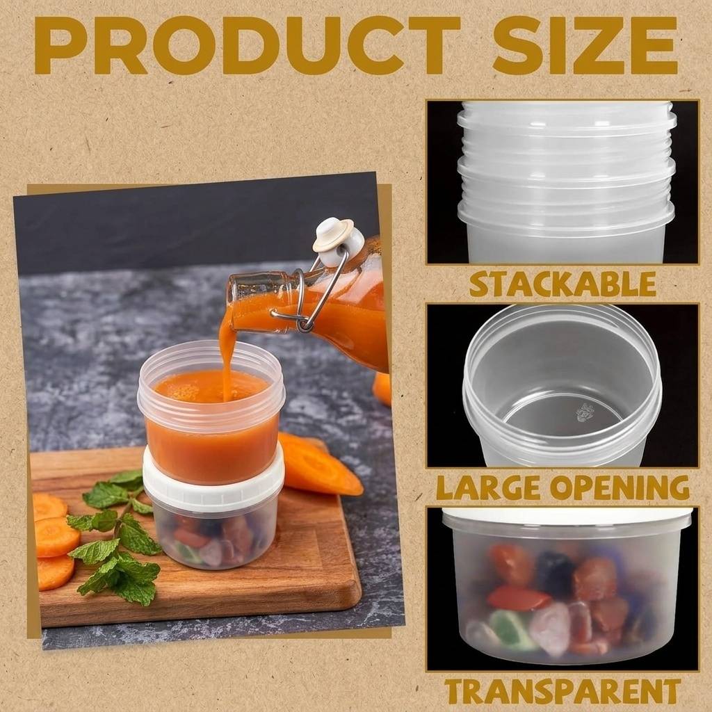 20 contenants 8 oz, couvercles anti-fuite - Image 2