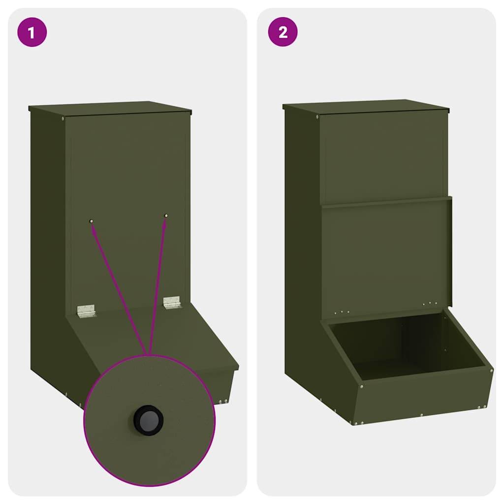 Vidaxl - Distributeur de porcs Vert olive 55 x 38 x 76 cm vidaXL 874637 - Image 10