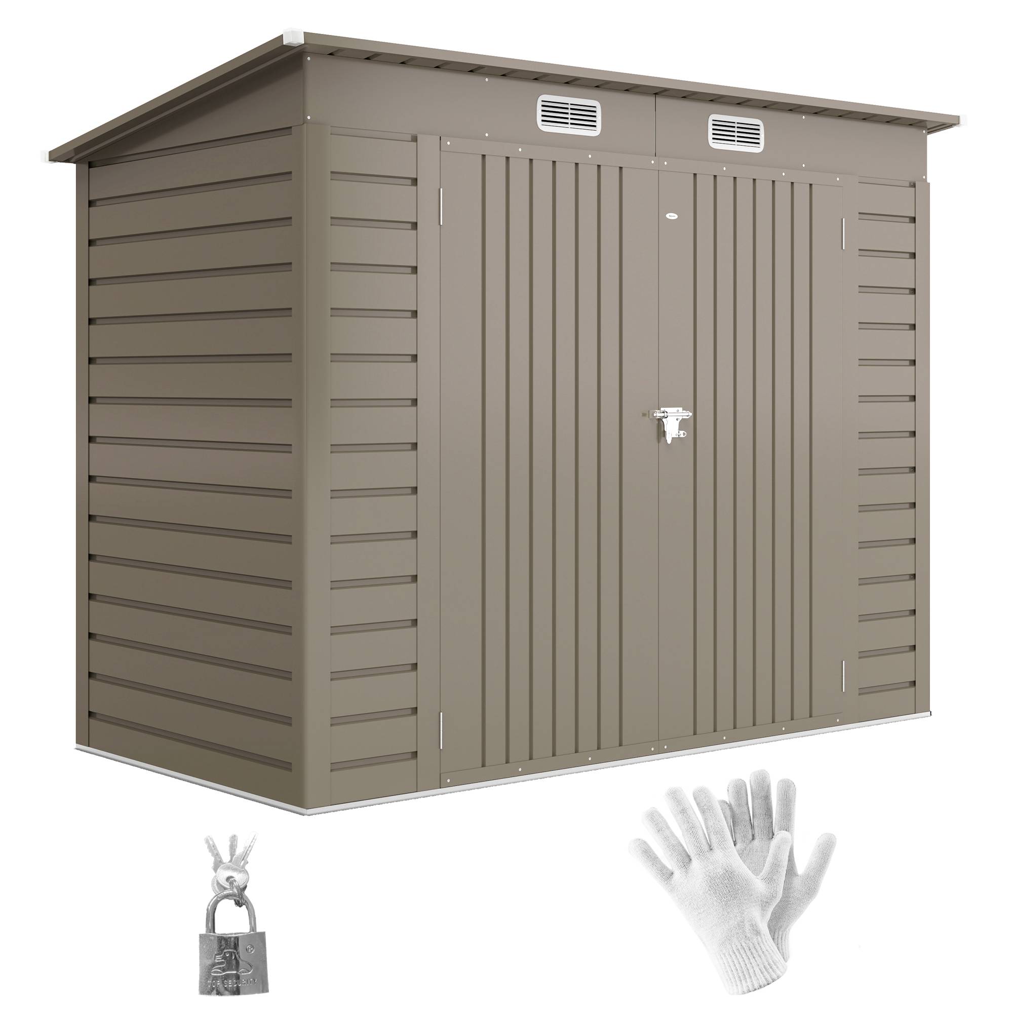 Abri de jardin acier galvanisé 3 m² facile montage structure renforcée gris clair, cabane rangement extérieur