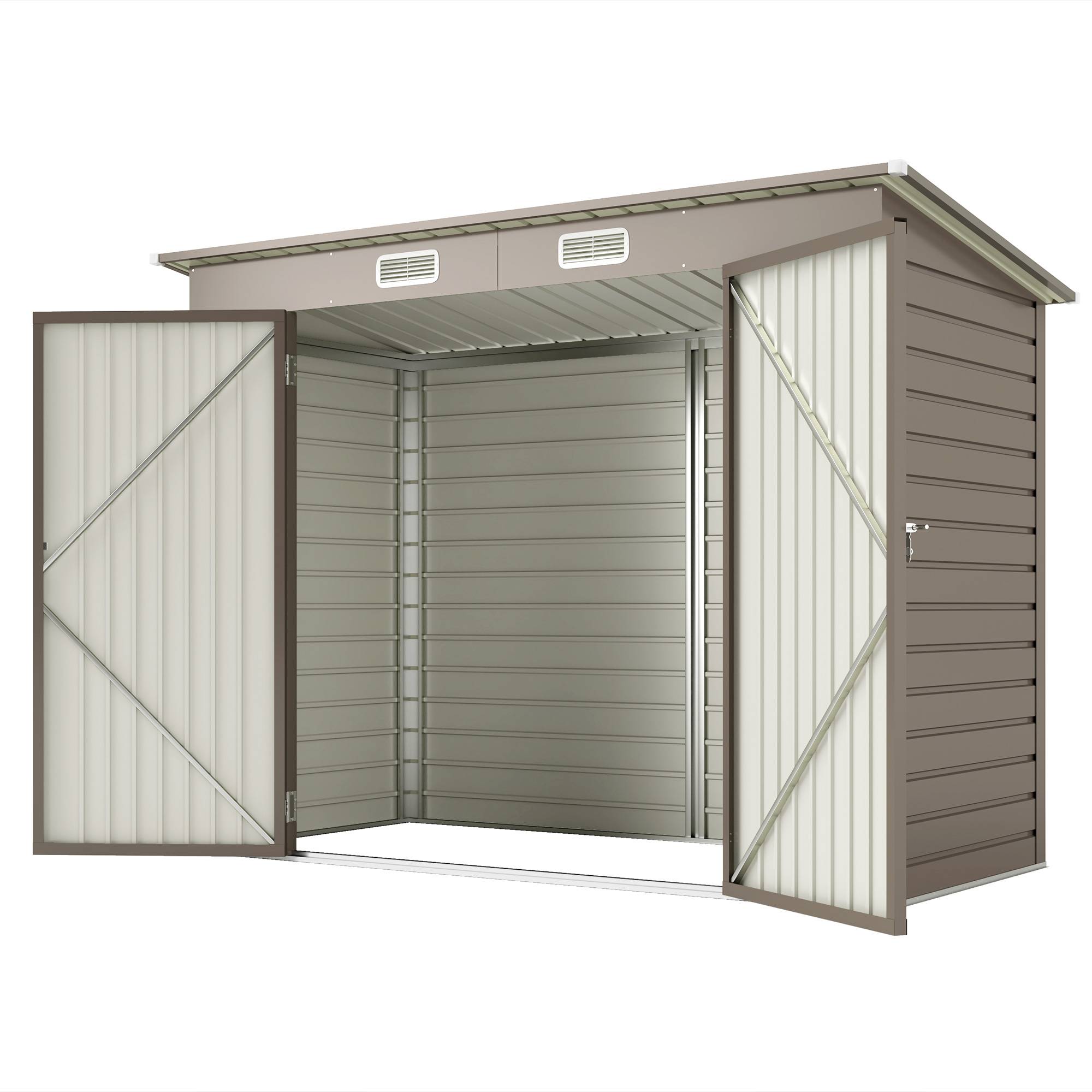 Abri de jardin acier galvanisé 3 m² facile montage structure renforcée gris clair, cabane rangement extérieur - Image 2