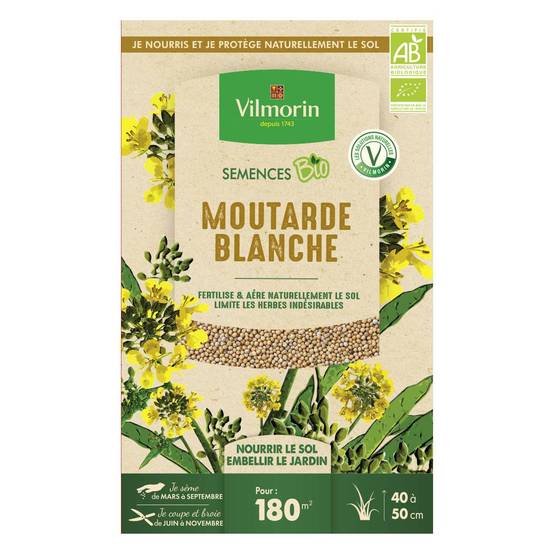 Vilmorin - Graines de Moutarde blanche BIO , boite de 375 grs